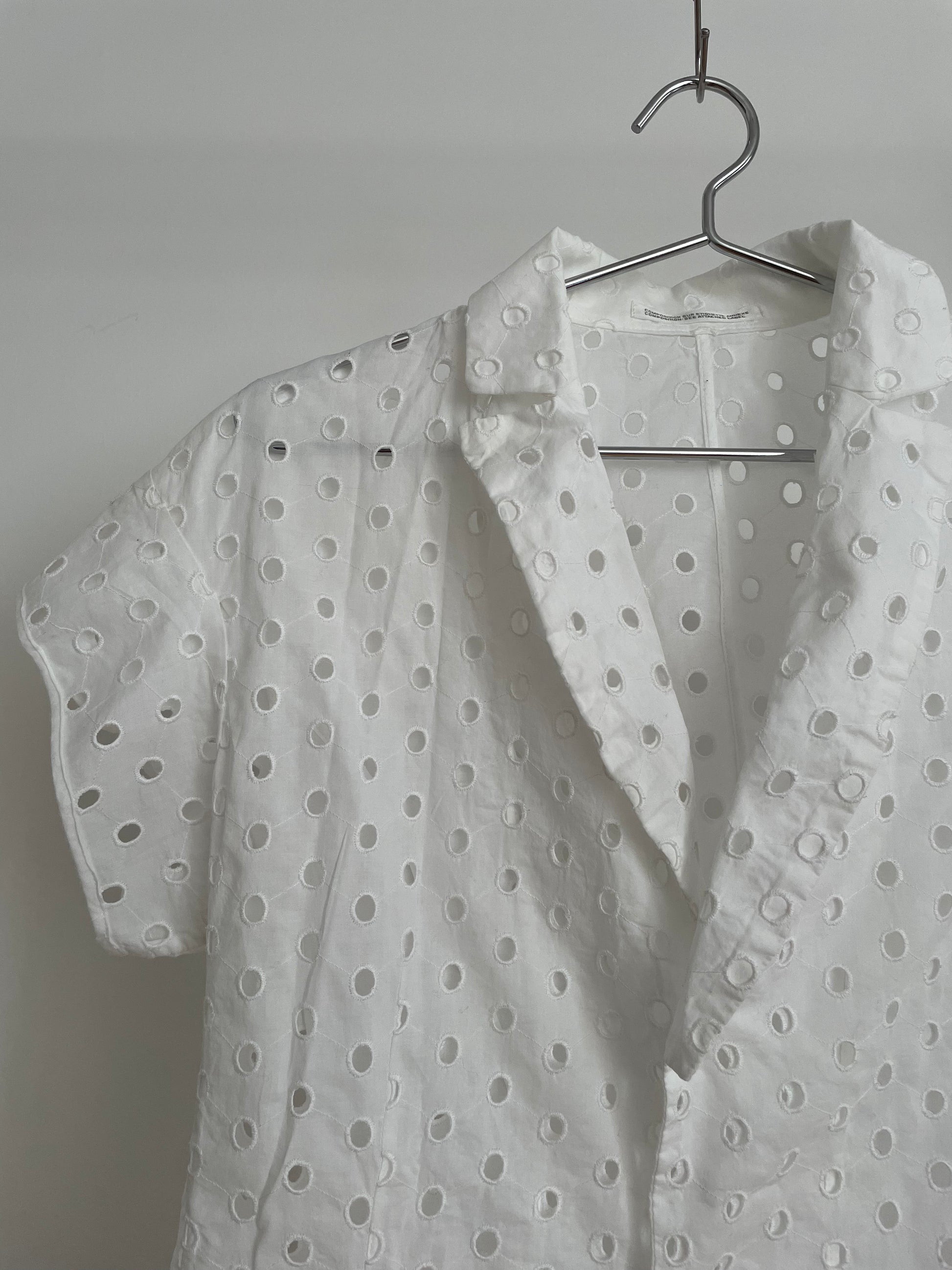 Vintage Yohji Yamamoto + Noir white eyelet cotton blouse