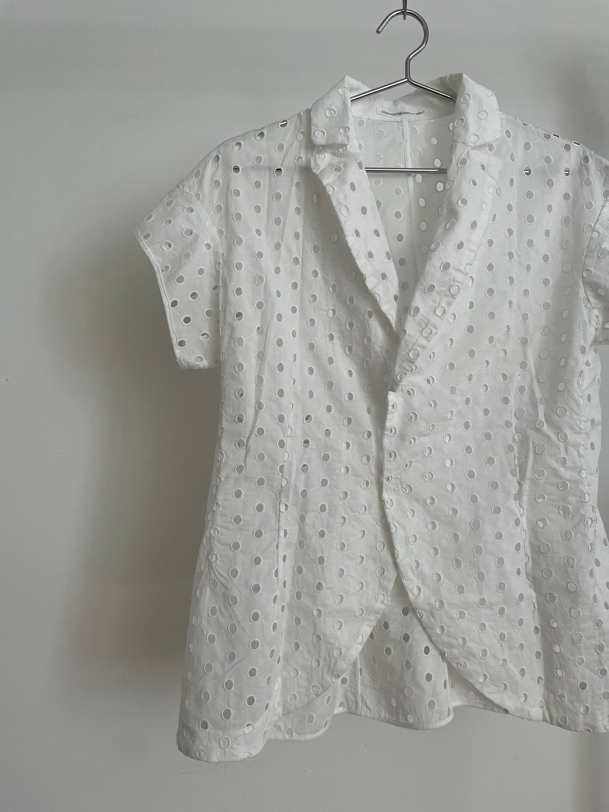 Vintage Yohji Yamamoto + Noir white eyelet cotton blouse
