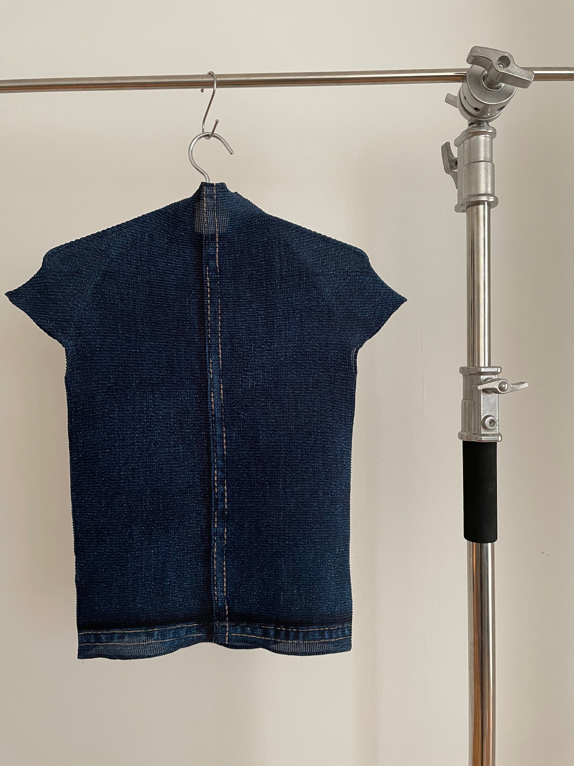 Vintage womens Issey Miyake Pleats T "denim" top