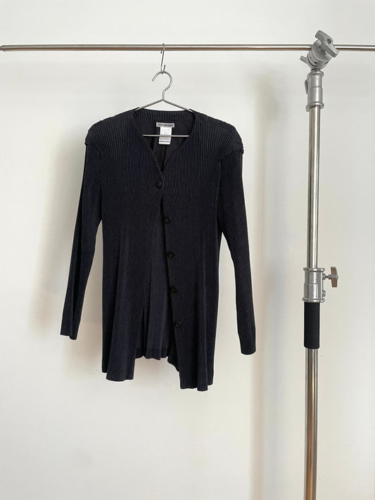 Vintage Issey Miyake pleated navy cardigan