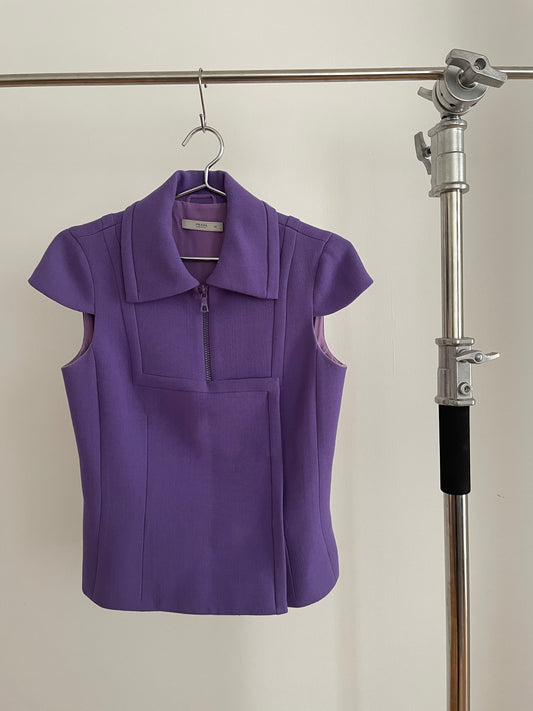 Front view of vintage womens Prada fall/winter 2001 purple top