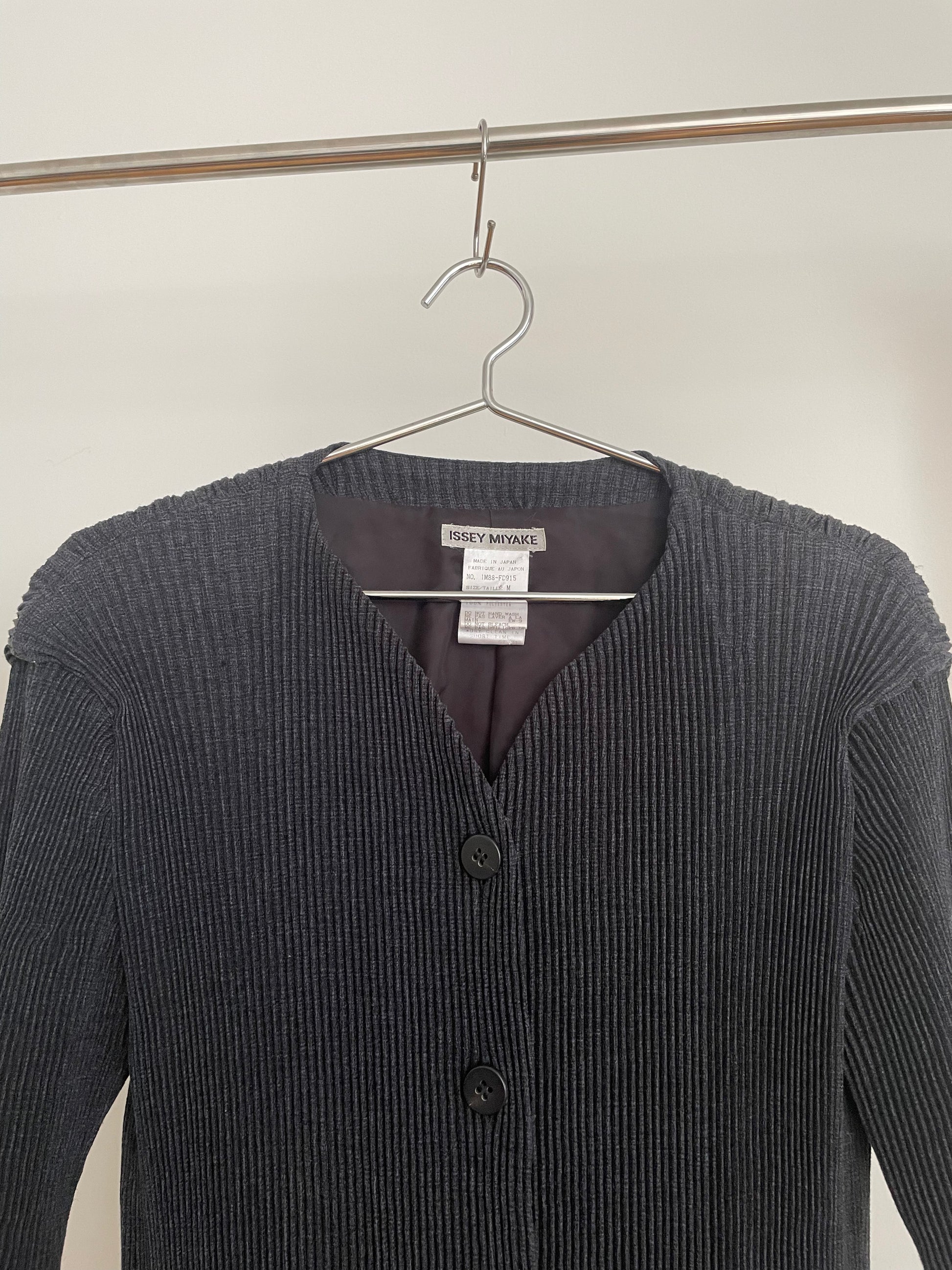 Vintage Issey Miyake pleated navy cardigan