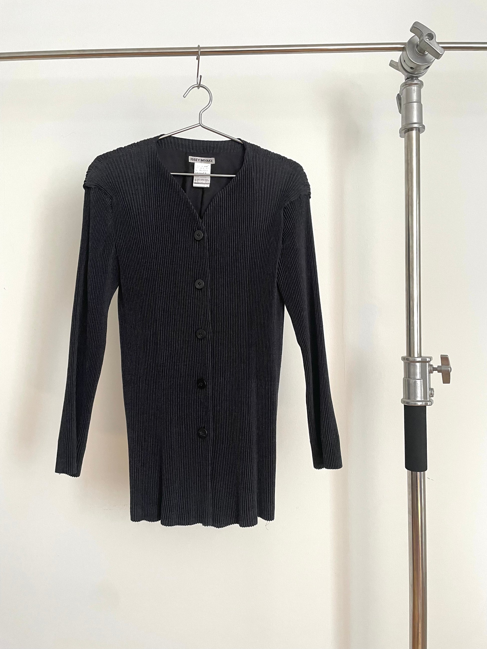 Vintage Issey Miyake pleated navy cardigan