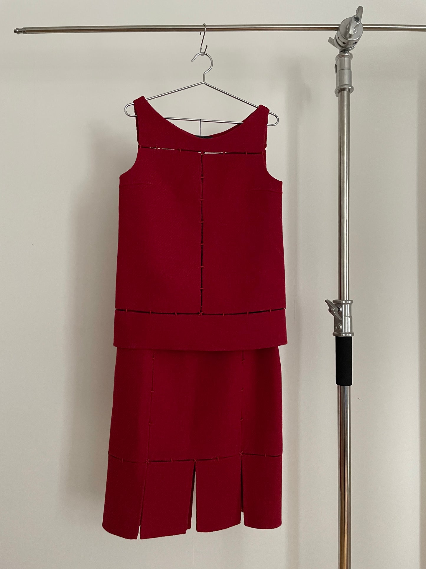 Vintage womens Prada fall/winter 1998 red top and skirt set
