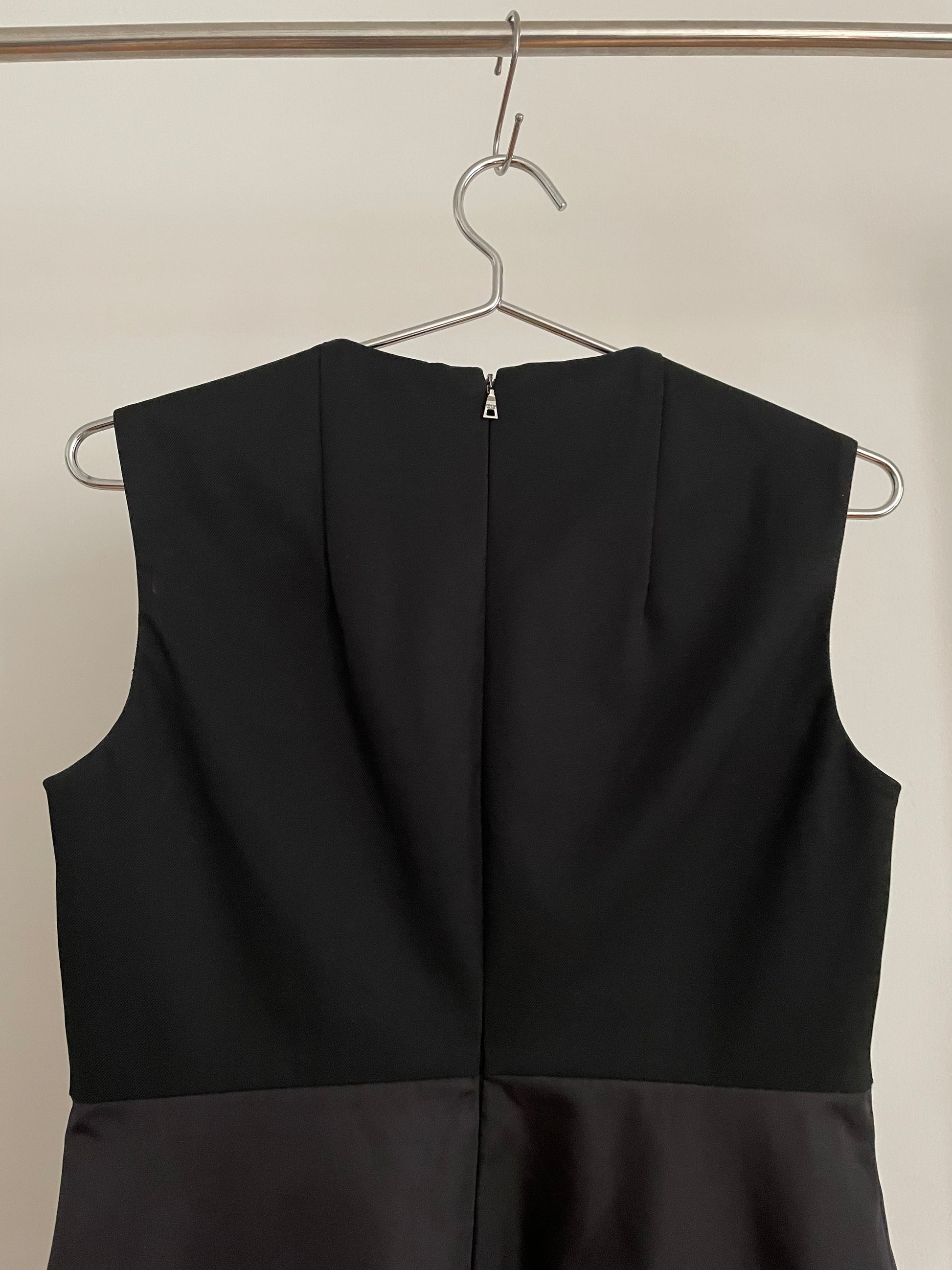 Detail view of womens vintage black Prada dress