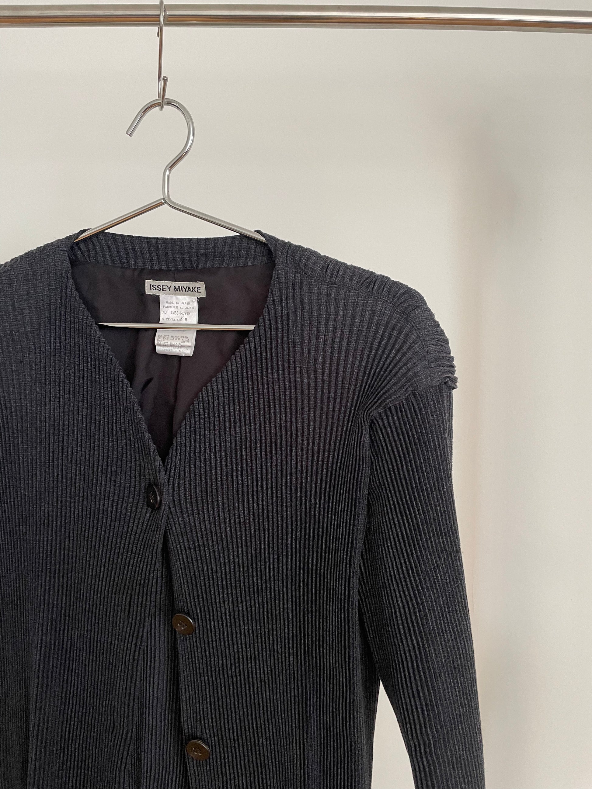 Vintage Issey Miyake pleated navy cardigan