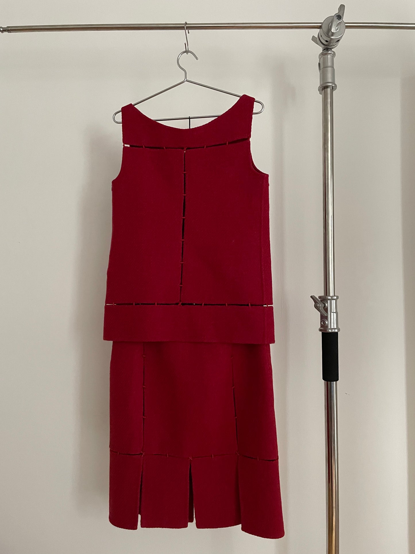 Vintage womens Prada fall/winter 1998 red top and skirt set